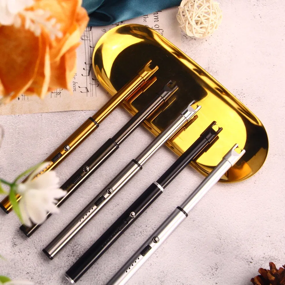 2023 Luxury Custom Logo Electric and Gas Arc BBQ Cigarettes Lighter USB Rechargeable Candle Lighters for Home