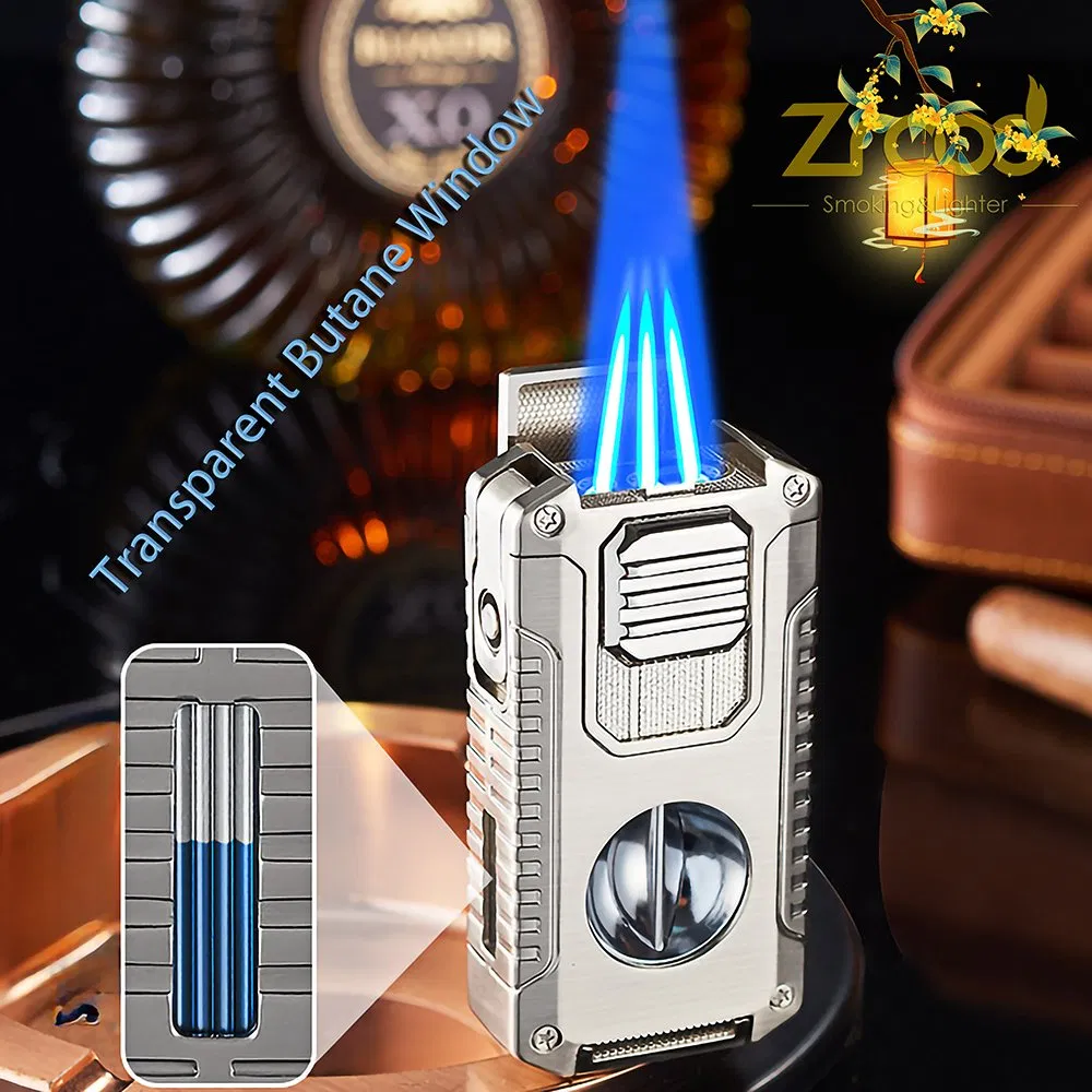 2024 Multi-Functional Accessories 4-in-1 Refillable Cool Butane Cigar Lighters for Travel