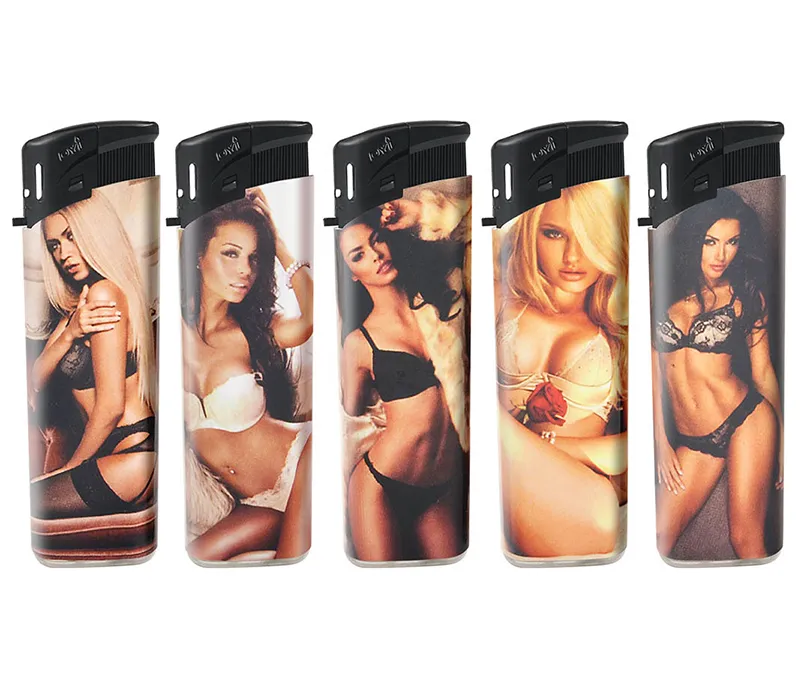 Custom Flame Encendedor Electric Lighter Disposable Cigarette Gas Custom Logo