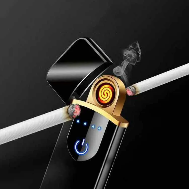 Custom Logo Electronic USB Cigarette Lighter Flameless Smoking Accessories Lighter