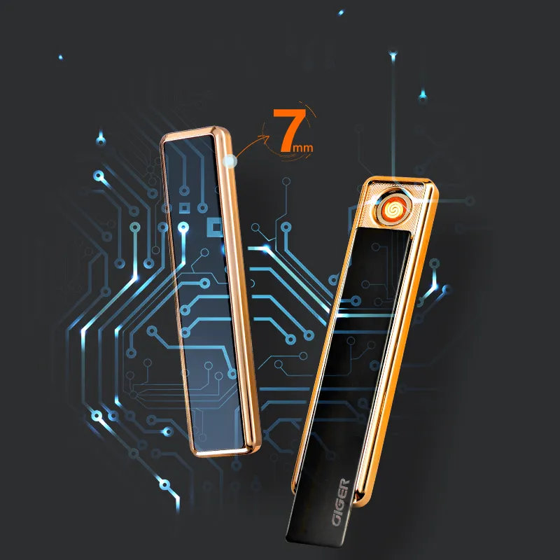 Fashion Slim USB Electric Recharge Lighter Classic Windphoof USB Lighter