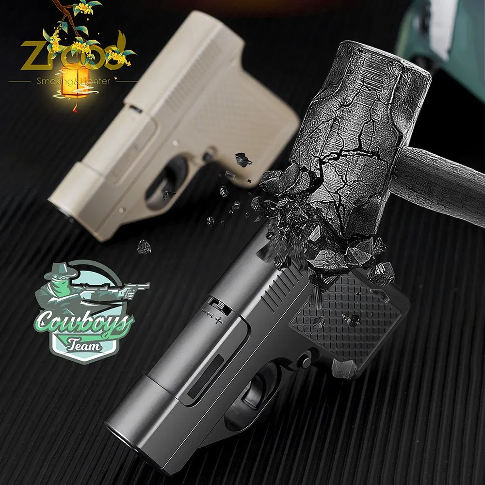 Gun Shaped Windproof Inflatable Lighter Cigarette Box Pistol Shaped Pack Thick Med Thin Tank