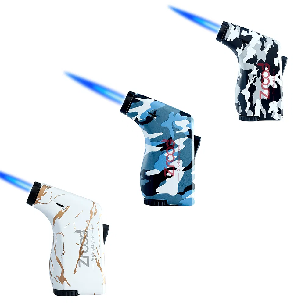 New Design Custom Cigar Lighter Butane Gas Torch Blue Flame Single Straight Windproof Lighter